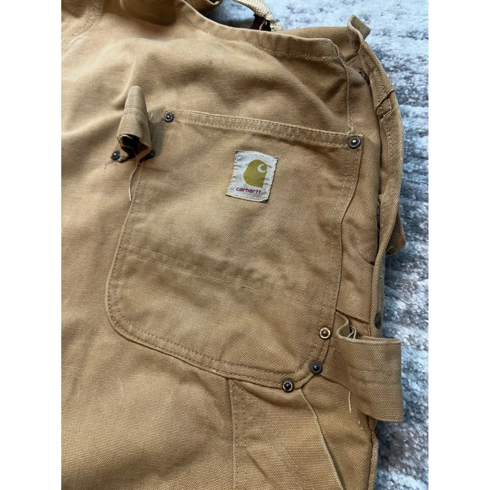 Vintage Carhartt Bib Overalls Mens 48x28 Duck Canvas Double Knee Apron Front R03